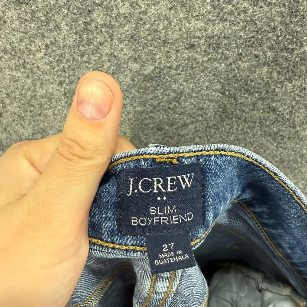 J. Crew Jeans Women 27 Blue Denim Medium Wash Slim Boyfriend Pockets MId Rise